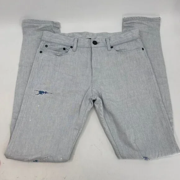 John Elliott Blue Light Wash Distressed Slim JeansSize 31